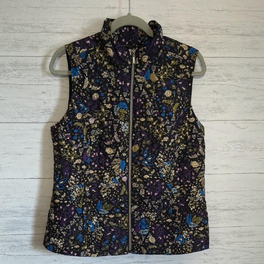 Christopher & Banks Black Floral Vest